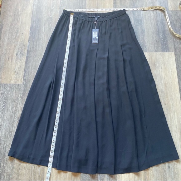 NWT Eileen Fisher Pure Silk Georgette Crepe Black Pleated Maxi Skirt - Picture 5 of 12